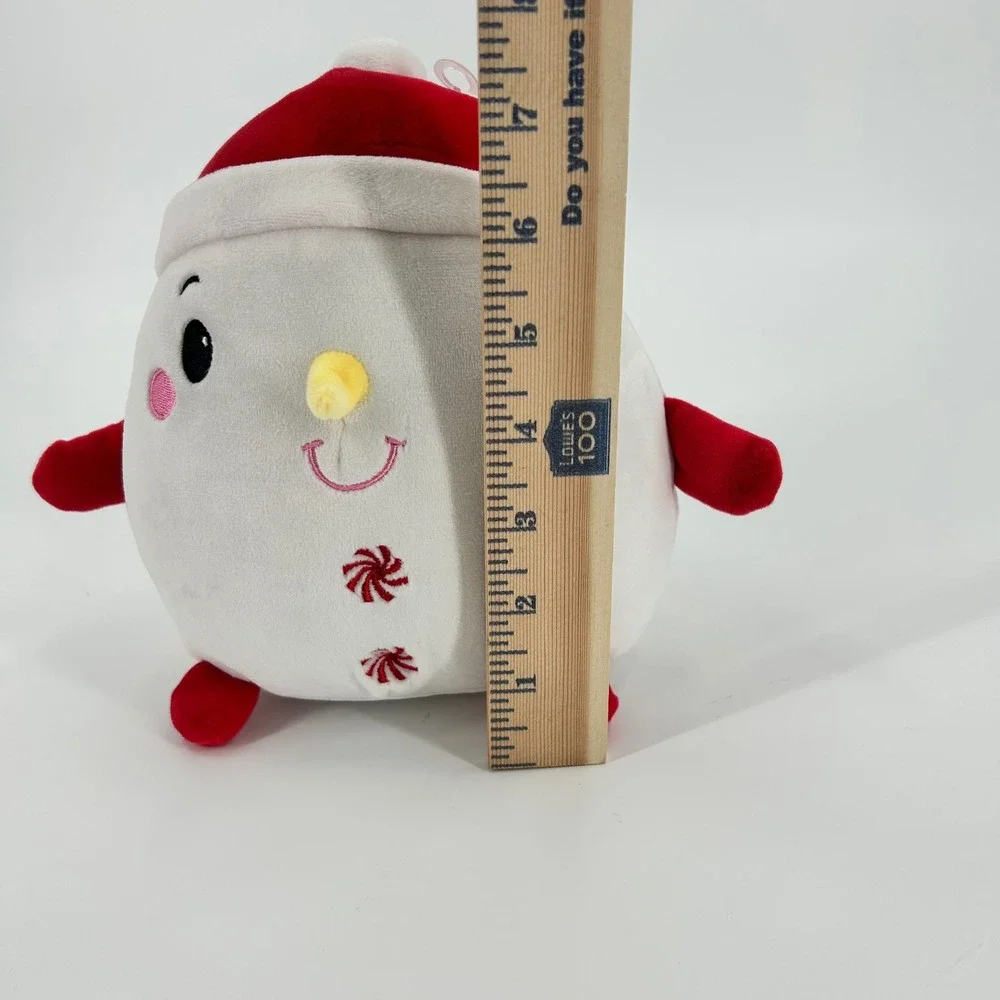 Snowman Plush Santa Hat Peppermint Buttons Christmas 7 Inch